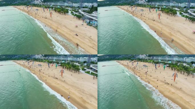 【正版素材】深圳大梅沙沙滩航拍0750
