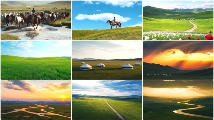 草原草原日出草原美景草原航拍草原风光自然