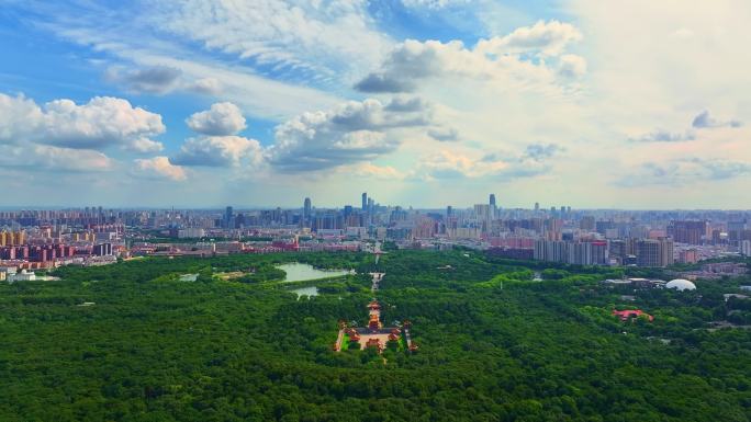 中国辽宁省沈阳市皇姑区北陵公园航拍