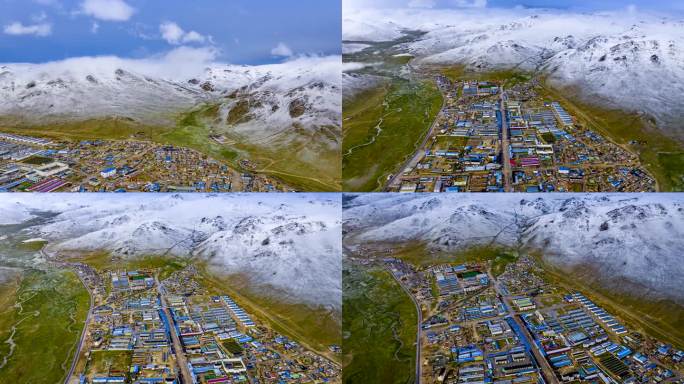 4K延时航拍西藏那曲尼玛县城雪后美景