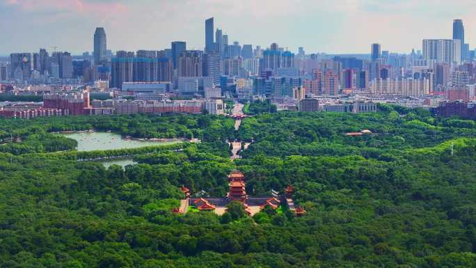 中国辽宁省沈阳市皇姑区北陵公园航拍