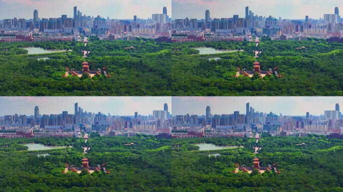 中国辽宁省沈阳市皇姑区北陵公园航拍