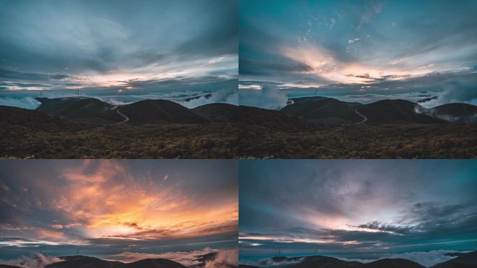 凉山州昭觉县古克德七里坝晚霞云海日落延时