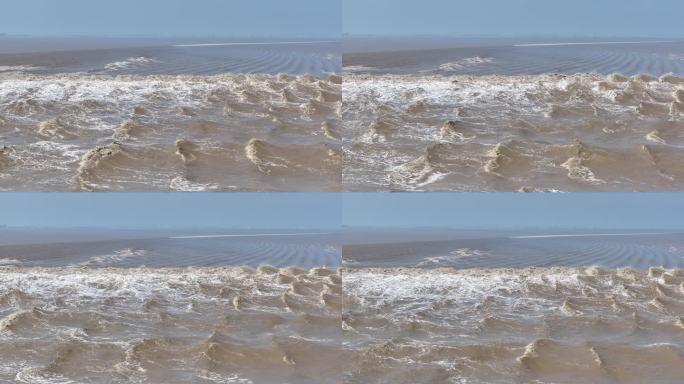 绍兴上虞钱塘江大潮风光