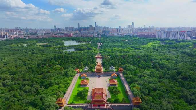 中国辽宁省沈阳市皇姑区北陵公园航拍