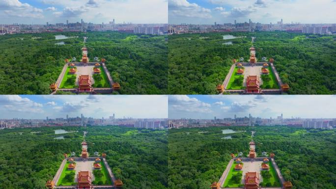 中国辽宁省沈阳市皇姑区北陵公园航拍