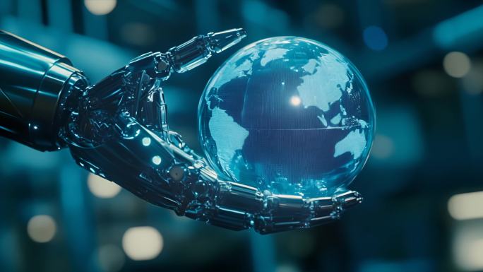机器人手握地球