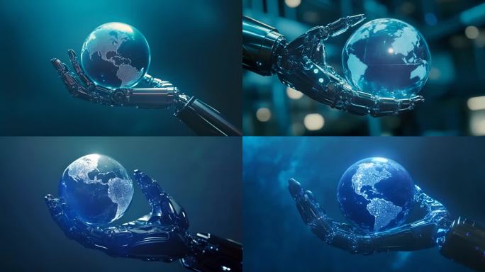 机器人手握地球
