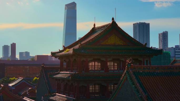中国辽宁省沈阳市沈阳故宫航拍