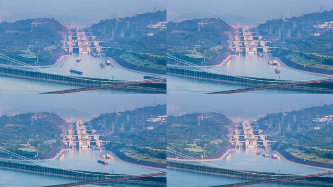 三峡船闸清晨延时