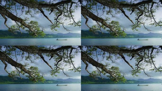 海岛海边海湾湖面小船意境空镜头视频素材