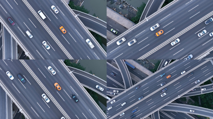 航拍高速公路汽车抛锚