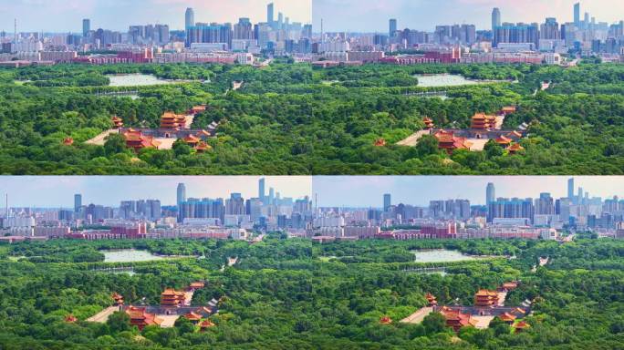 中国辽宁省沈阳市皇姑区北陵公园航拍