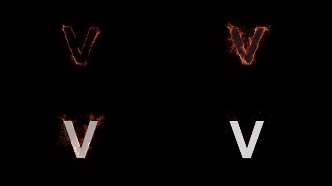 蓝色的字母V带alpha通道，字母带粒子