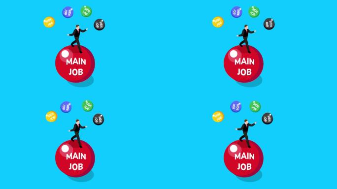 商人平衡和杂耍的主要工作和副业3d动画卡通