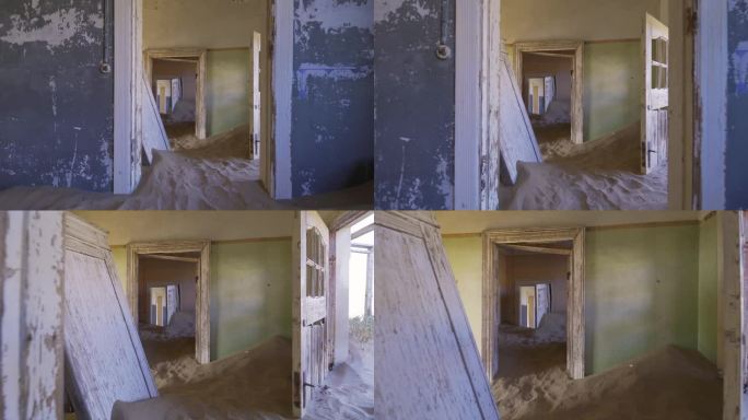 Kolmanskop，废弃的房子。这是南非纳米比亚著名的旅游景点。家里空荡荡的沙丘。鬼城。