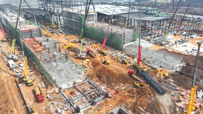建筑工地施工现场航拍
