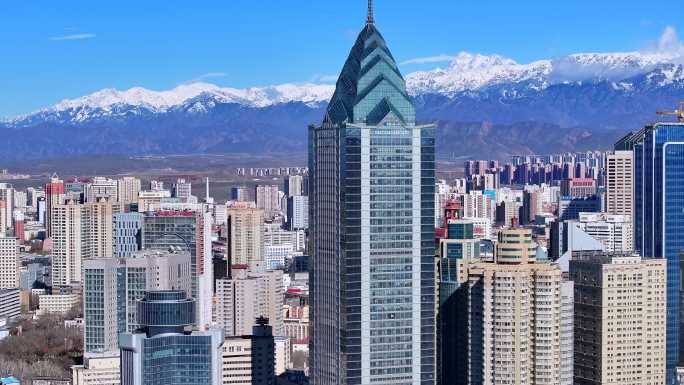 航拍乌鲁木齐雪后美景