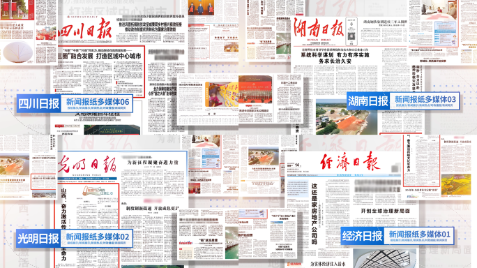 蓝色新闻报纸媒体报道图片展示AE模板