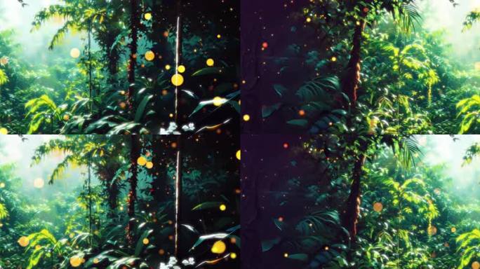 宽屏夏日午间翠绿欲滴热带雨林