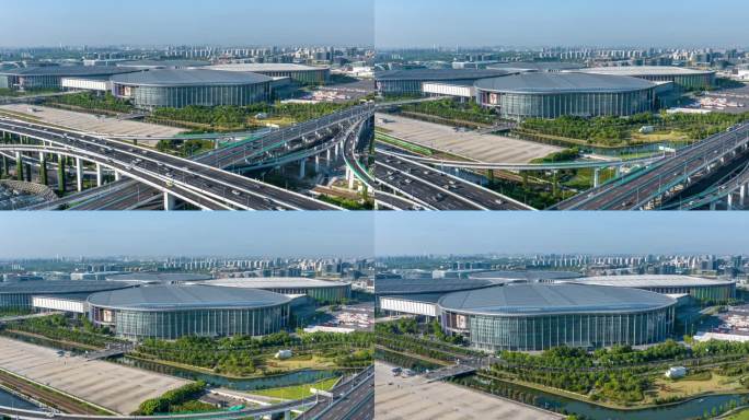 上海国家会展中心航拍延时