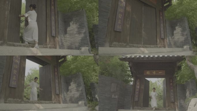 女孩推开木门