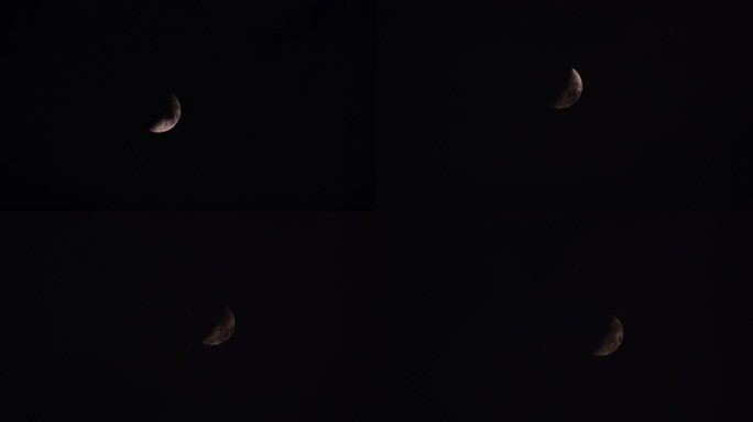4K月亮特写实拍残月乌云延时
