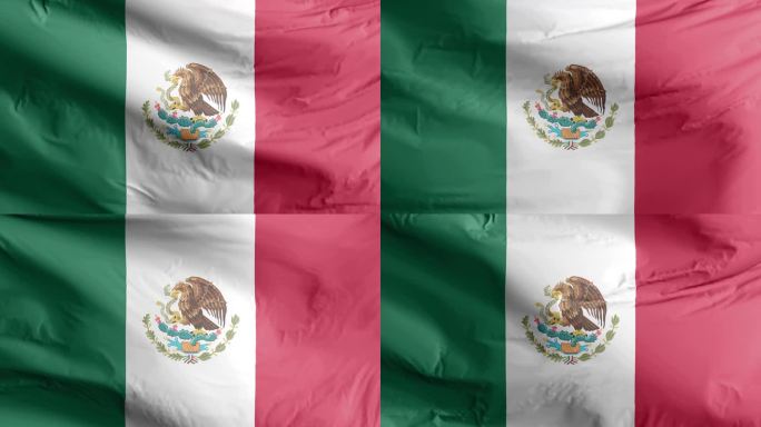 墨西哥国旗挥舞动画。标志墨西哥无缝循环动画