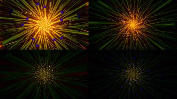 一个有节奏的迪斯科模式的霓虹灯闪烁在一个无缝的VJ循环。
