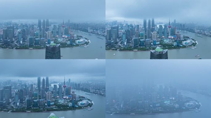 上海台风暴风雨来临前黑云压城航拍延时