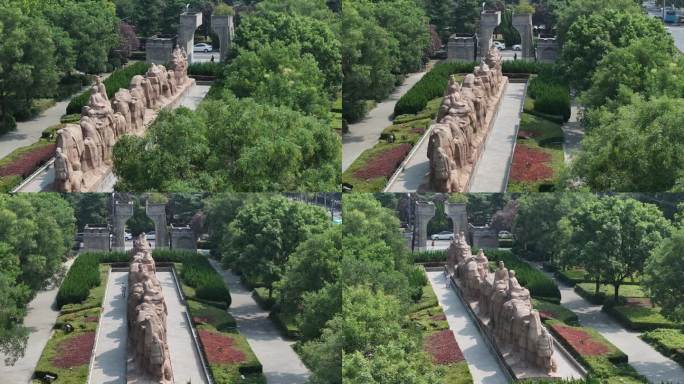 西安丝绸之路群雕  丝绸之路起点 航拍