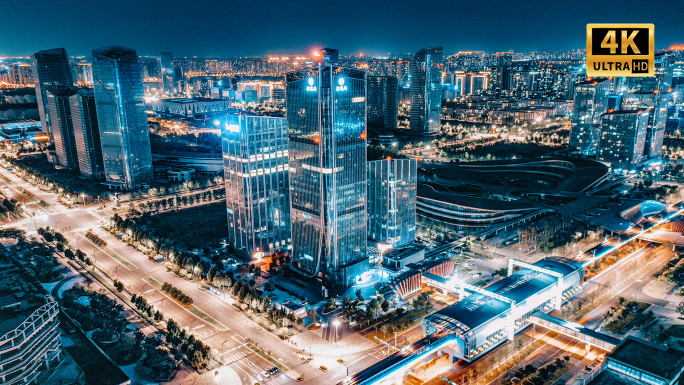 4K西安浐灞国际港城市夜景延时