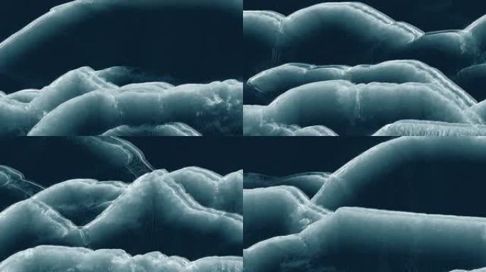 【横版宽屏】鸟瞰海浪沿着海岸艺术海洋