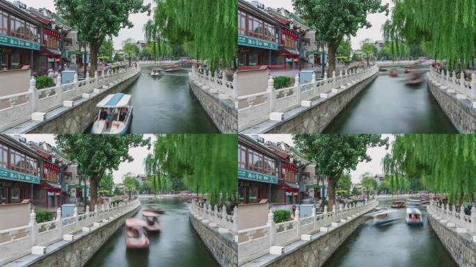 【4K超清】北京银锭桥上后海游船慢门延时