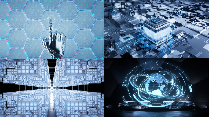 科技互联网大数据区块链片头_AE-C4D