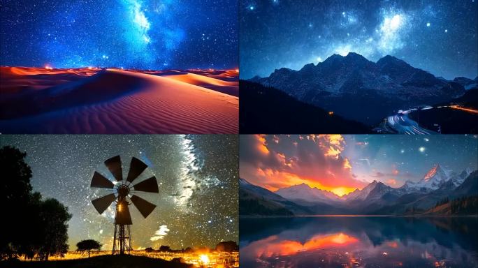户外星空银河星轨延时夜空唯美风景风光ai