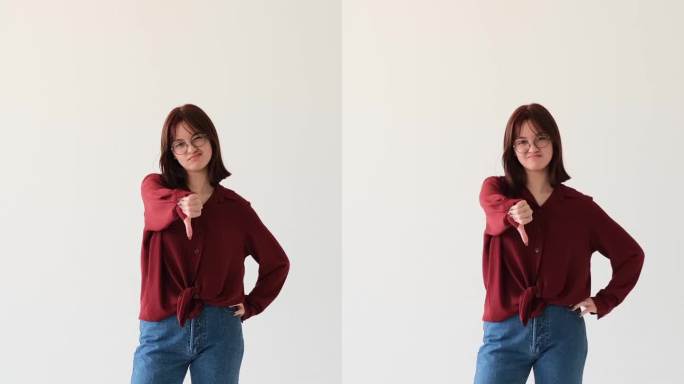 白人少女在白人背景下表示不满