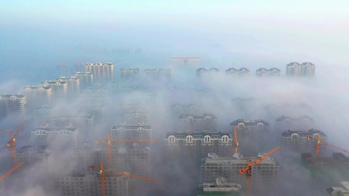 昌邑 云雾 云霭 航拍 城市