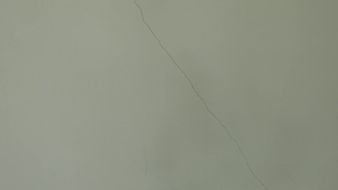 这座绿色建筑的墙壁上已经出现了长长的裂缝。