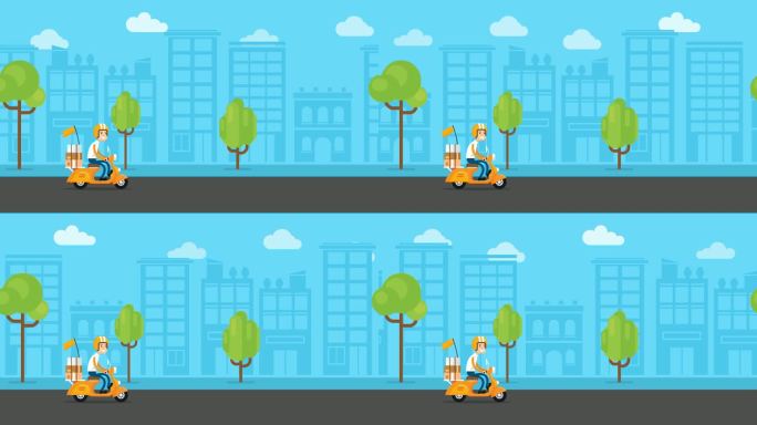 动态卡通外卖员视频素材