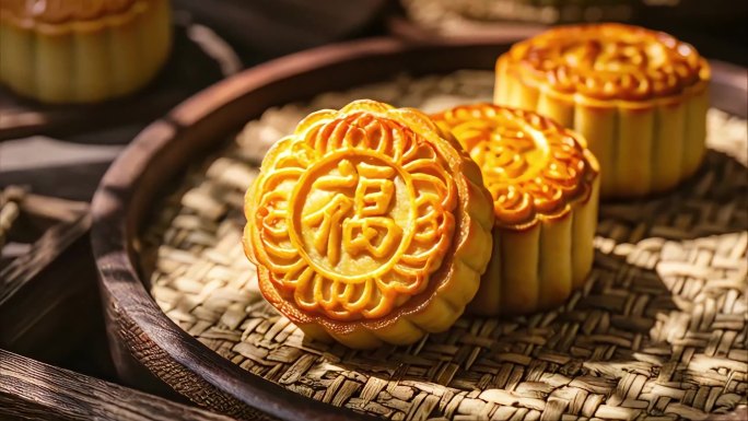 中秋节大月亮圆月满月花好月圆月饼素材