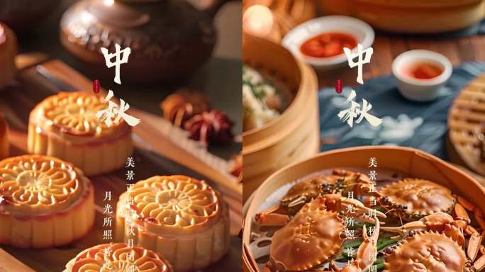 中秋 中秋竖版 中秋节竖版 月饼团圆赏月
