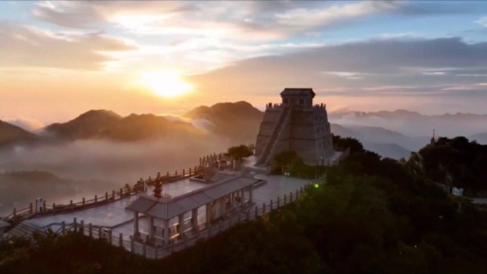 临沂 蒙山 云海 秋色 夕阳 航拍 延时