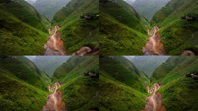 青翠的山谷在环线中舞蹈，自然与交通融为一体