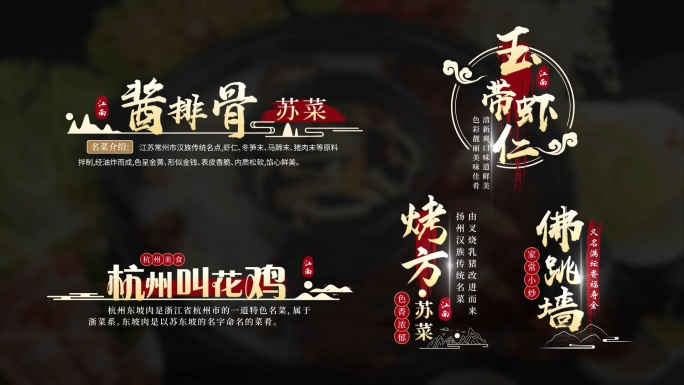 国风古典美食标题字幕角标