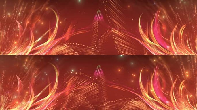 【8k】唯美红金色光线花