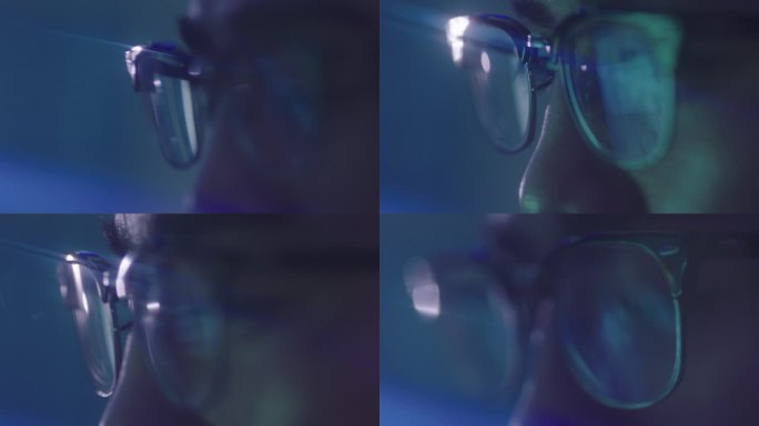 人物看数据代码眼部特写