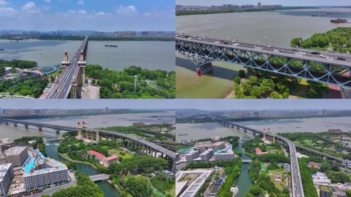 南京长江大桥航拍延时