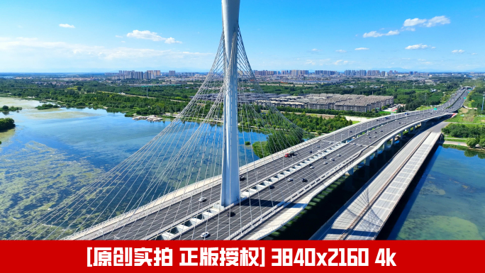 石家庄地标建筑滹沱河特大桥航拍