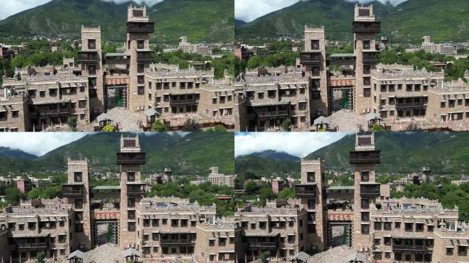 四川阿坝茂县中国古羌城航拍